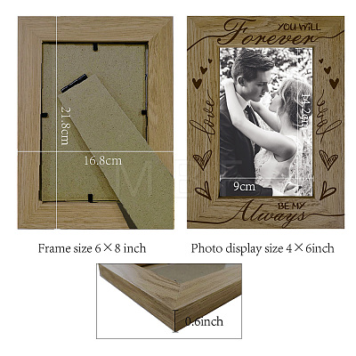 Natural Wood Word Forever Photo Frames AJEW-WH0292-035-1