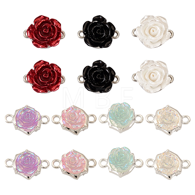 28Pcs 7 Styles Flower Resin Connector Charms RESI-TA0002-11-1