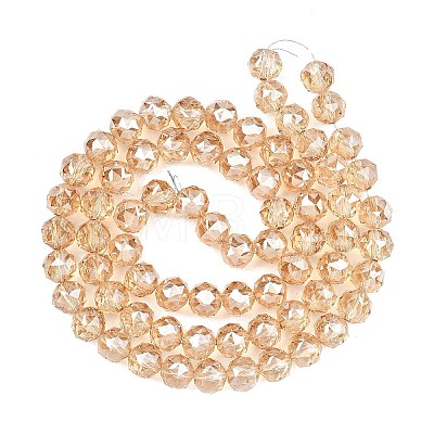 Electroplate Transparent Glass Beads Strands GLAA-H040-01E-1