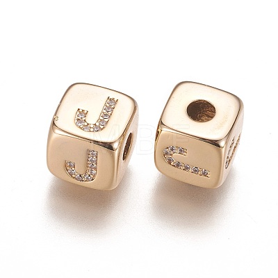 Brass Micro Pave Cubic Zirconia Beads KK-K238-16G-J-1