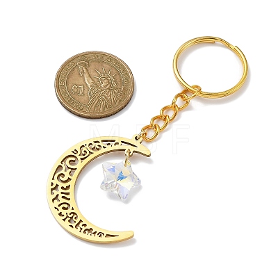 Stainless Steel Hollow Moon Keychains KEYC-JKC00584-01-1