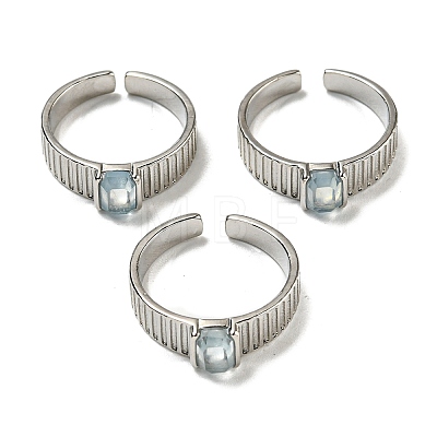 Natural Aquamarine Adjustable Rings RJEW-K269-12P-01-1