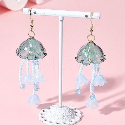 Jellyfish Acrylic & Glass Seed Bead Dangle Earrings EJEW-MZ00665-04-1