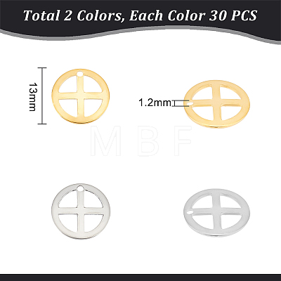 Unicraftale 60Pcs 2 Colors 201 Stainless Steel Pendants STAS-UN0046-22-1