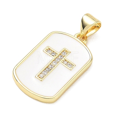 Religion Cross Brass Micro Pave Clear Cubic Zirconia Pendants CU-CBA83A6-03H-G02-1