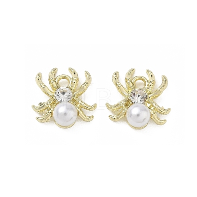 Alloy & ABS Plastic Pearl & Rhinestone Pendants Spider Charms PL-CBA5609-02G-B-1