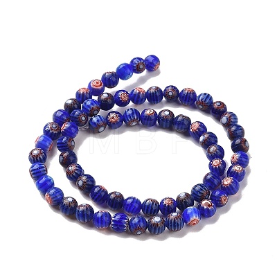 Faceted Millefiori Glass Round Beads Strands LK-P005-10-1