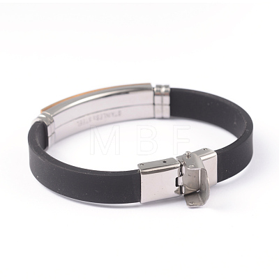 304 Stainless Steel Silicone Bracelets BJEW-O134-01A-1
