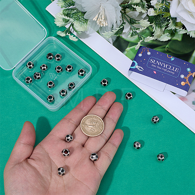 30Pcs Large Hole FootBall/Soccer Ball Alloy Enamel European Beads MPDL-SC0001-12-1