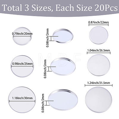 60Pcs 3 Styles 304 Stainless Steel Plain Edge Bezel Cups STAS-SC0021-46-1