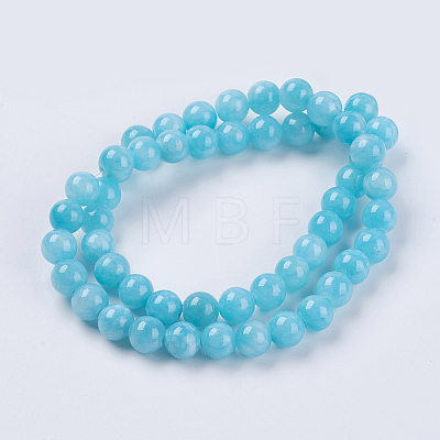 Natural Yellow Jade Beads Strands X-G-G598-8mm-YXS-28-1