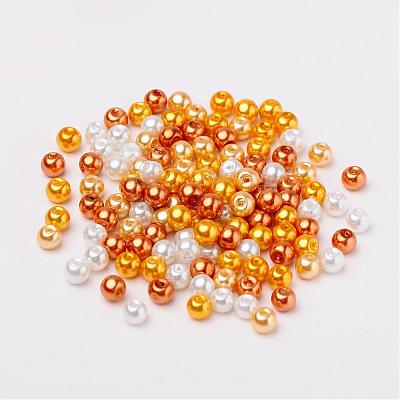 Caramel Mix Pearlized Glass Pearl Beads HY-X006-6mm-02-1