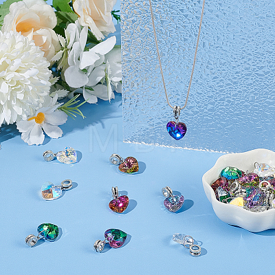 27Pcs 9 Styles AB Color Glass European Dangle Charms PALLOY-AR00048-1