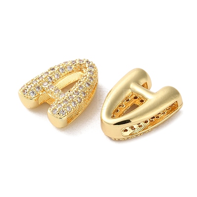 Rack Plating Brass Micro Pave Cubic Zirconia Slide Charms KK-C084-34G-A-1