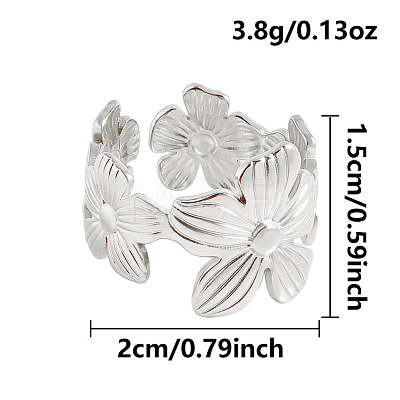 304 Stainless Steel Cuff Open Rings for Women LS-KF1172-1-1
