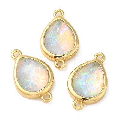 Synthetic Opal Connector Charms KK-S370-01G-01-1