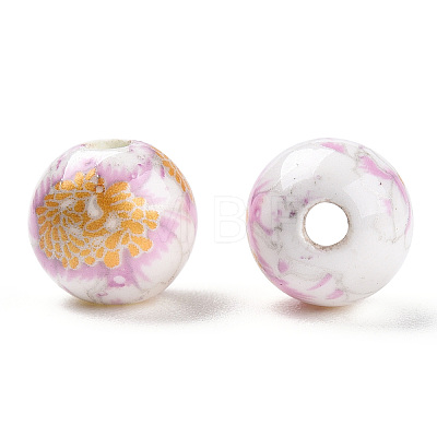 Handmade Printed Porcelain Beads PORC-Q199-8mm-02-1