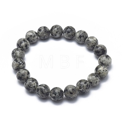 Natural Sesame Jasper/Kiwi Jasper Bead Stretch Bracelets X-BJEW-K212-B-033-1