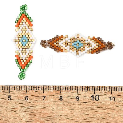 Glass MIYUKI Delica Beads Braided Connector Charms PALLOY-MZ01412-1