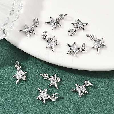 SHEGRACE Brass Micro Pave Clear Cubic Zirconia Charms XGRQ2O889-419P-1