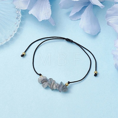 Natural Labradorite Braided Bead Bracelets BJEW-JB11155-06-1