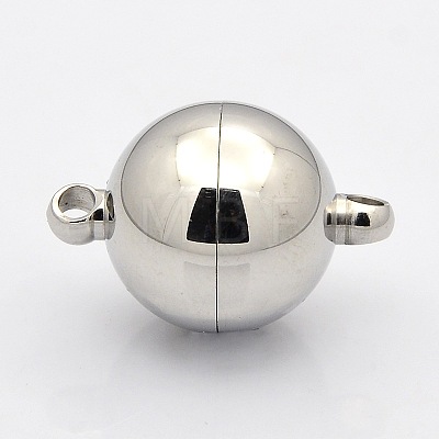 Tarnish Resistant Round 304 Stainless Steel Magnetic Clasps with Loops STAS-N014-01-16mm-1