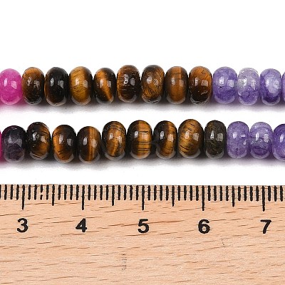 Natural Tiger Eye & Dyed White Jade & Fluorite & Synthetic Turquois Beads Strands G-Z135-C13-1