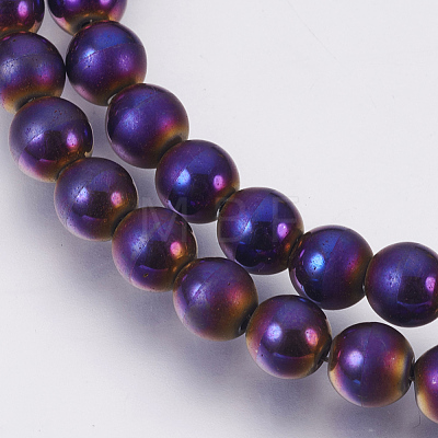 Electroplate Non-Magnetic Synthetic Hematite Beads Strands G-F585-A-6mm-1