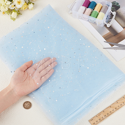 1M Sequins Polyester Organza Fabrics DIY-CY0003-41C-1
