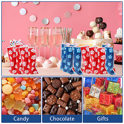 10Pcs Printed Leaf Platic Gift Storage Bags with Die Cut Hole Handles ABAG-WH0048-65-1