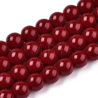 Opaque Solid Color Glass Beads Strands X-GLAA-T032-P8mm-05-1