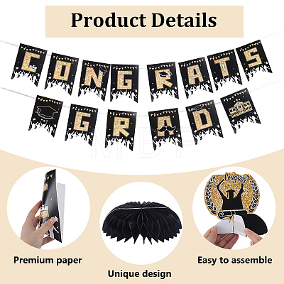 3Bags 3 Styles Graduation Season Paper Hanging Banners for Party Decorations AJEW-NB0009-40A-1