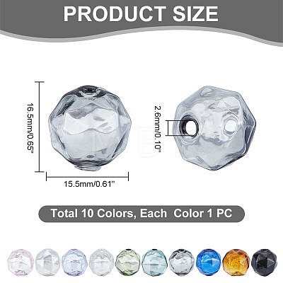   10Pcs 10 Colors Transparent Handmade Blown Glass Globe Beads GLAA-PH0002-54-1
