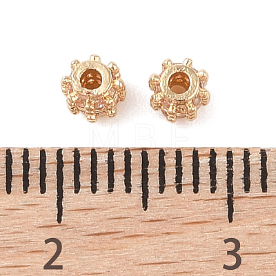 Brass Micro Pave Clear Cubic Zirconia Spacer Beads KK-N256-12G-1