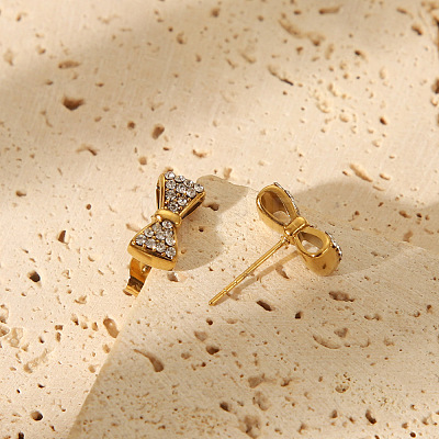Elegant 304 Stainless Steel Bowknot Stud Earrings HU4691-1