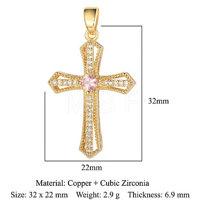 3Pcs Brass Micro Pave Cubic Zirconia Pendants ZIRC-OY001-60-1