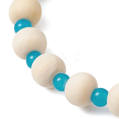 Synthetic Turquoise & Wood & Glass Beaded Stretch Bracelets for Women BJEW-JB11124-01-1