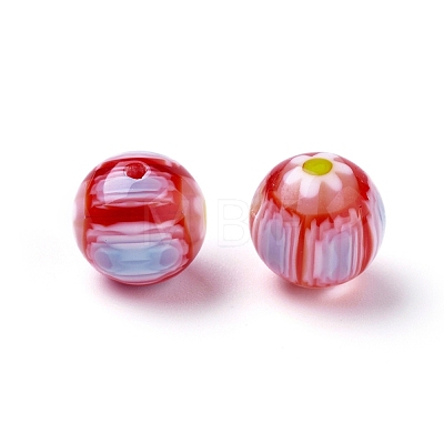 Handmade Millefiori Glass Round Beads X-LAMP-J038-10mm-M-1