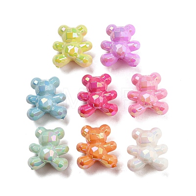 UV Plating Opaque Acrylic Faceted Beads MACR-D024-03-1