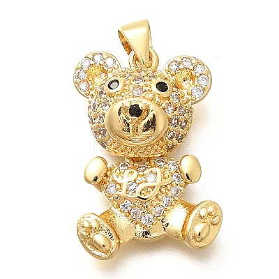 Rack Plating Brass Micro Pave Clear Cubic Zirconia Pendants KK-M309-39C-G-1