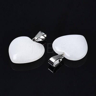 Heart Natural White Jade Pendants X-G-Q438-01-1