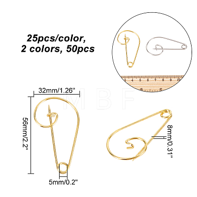 50Pcs 2 Colors Iron Safety Pins DIY-CA0004-71-1