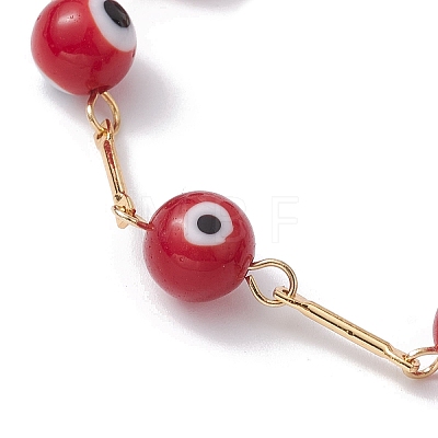 Lampwork Evil Eye Link Chain Bracelets BJEW-JB10045-04-1