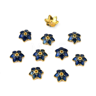 6-Petal Alloy Enamel Bead Caps ENAM-WH0063-04B-1