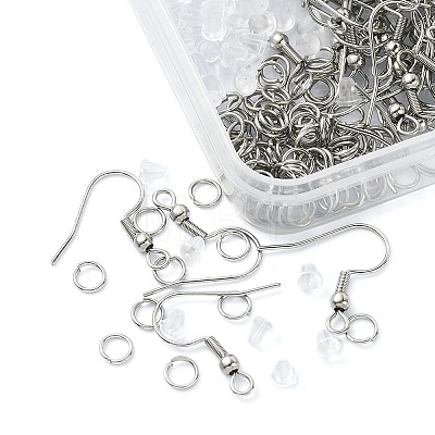 100Pcs 304 Stainless Steel French Hooks with Coil and Ball STAS-YW0001-59-1