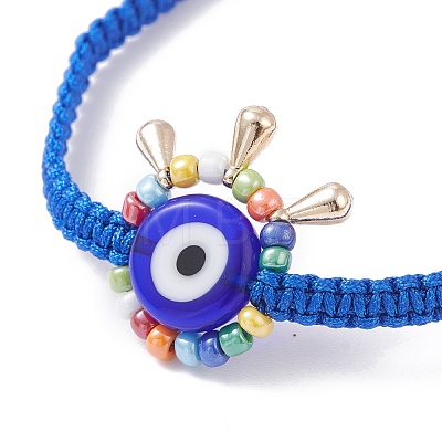 Big Evil Eye Braided Bead Bracelet BJEW-JB07109-01-1