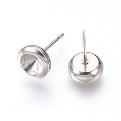 Non-Tarnish 304 Stainless Steel Post Stud Earring Settings STAS-I097-007A-P-1