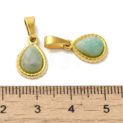 Natural Amazonite Faceted Teardrop Charms STAS-P361-01G-03-1