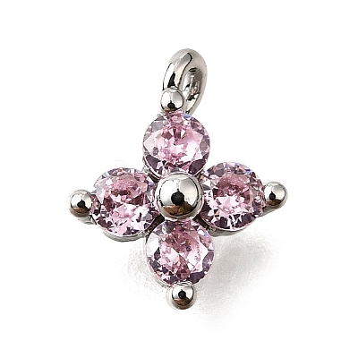 Brass Micro Pave Cubic Zirconia Pendants KK-D356-07H-P-1