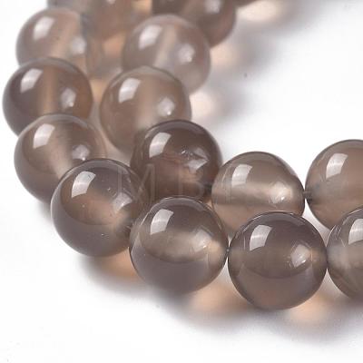 Natural Grey Agate Bead Strands G-R193-12-8mm-1